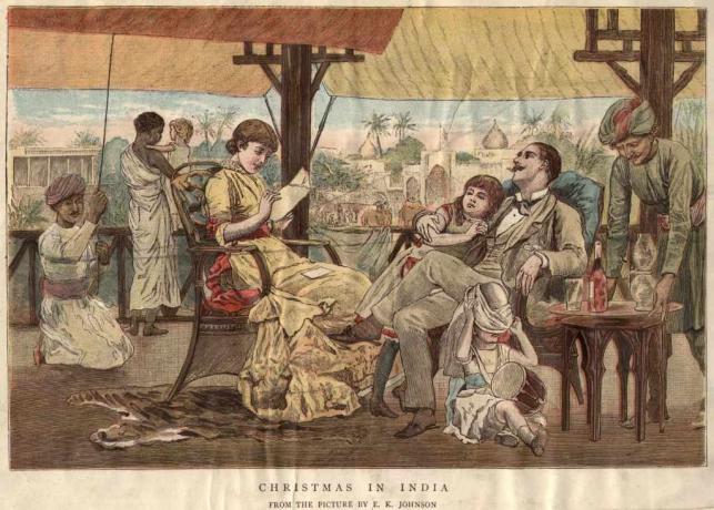1900 1900: भारत में क्रिसमस मनाता एक ब्रिटिश परिवार।