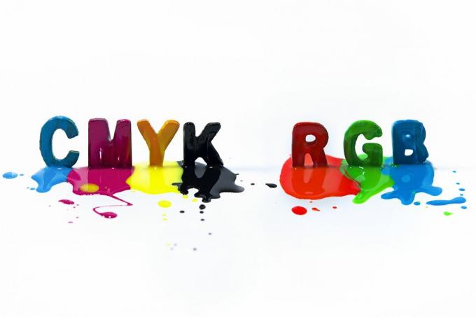 बहुरंगी CMYK RGB बड़े अक्षर