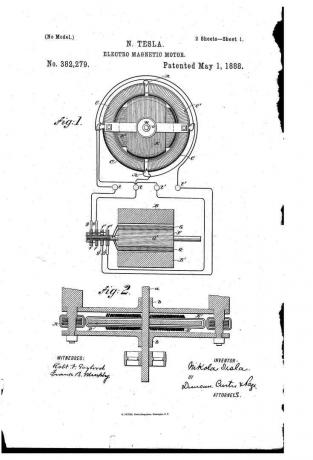 इलेक्ट्रोलाग्नेटिक मोटर, 1888 के लिए निकोला टेस्ला का पेटेंट