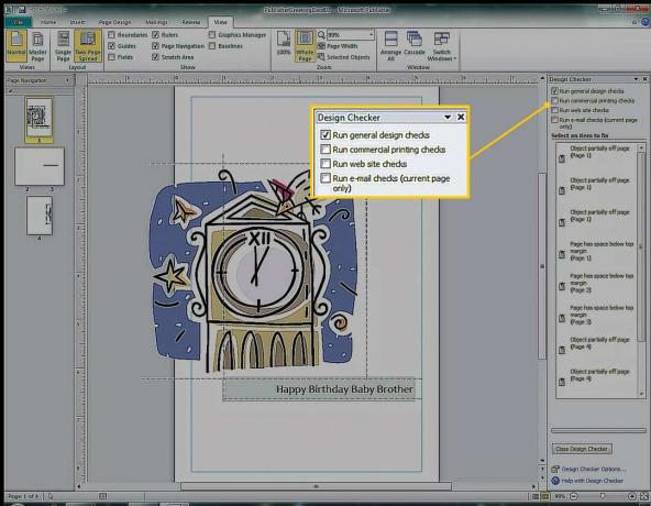 Microsoft Publisher में डिज़ाइन चेकर