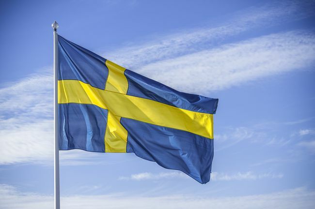धूप में स्वीडिश राष्ट्र ध्वज