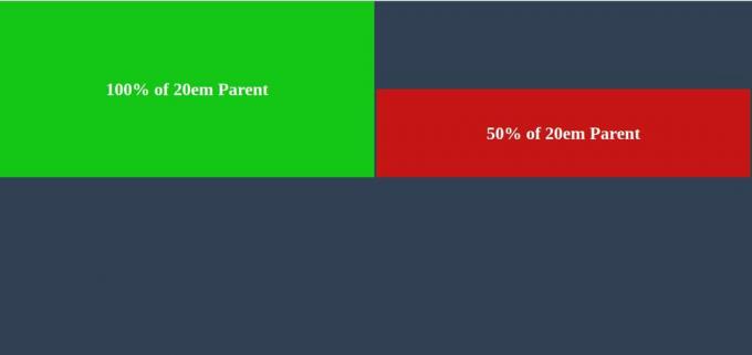 सीएसएस तत्व 100% ऊंचाई और 20em माता-पिता के साथ